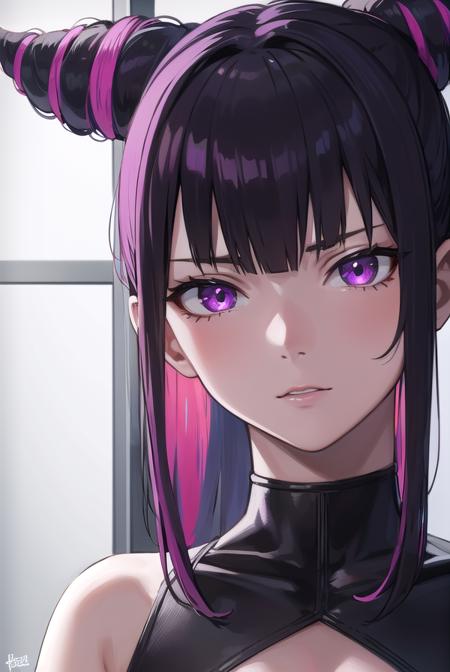 jurihan, <lyco:jurihan-lyco-nochekaiser:1>,
juri han, asymmetrical hair, black hair, (diagonal bangs:1.5), hair horns, medium hair, multicolored hair, (purple eyes:1.1), pink hair, two-tone hair,
BREAK black collar, chinese clothes, collar, crop top, navel, spiked collar, spikes, pants, baggy pants,
BREAK indoors,
BREAK looking at viewer, (upper body:1.5),
BREAK <lyco:GoodHands-beta2:1>, (masterpiece:1.2), best quality, high resolution, unity 8k wallpaper, (illustration:0.8), (beautiful detailed eyes:1.6), extremely detailed face, perfect lighting, extremely detailed CG, (perfect hands, perfect anatomy),