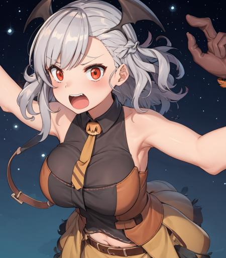 night sky, halloween, Spas12, (wa2000halloween:1.1), arms up, scary, roaring, reaching out, 
<lora:SPAS12:.9> <lora:Wa2000Halloween_Costume:1>