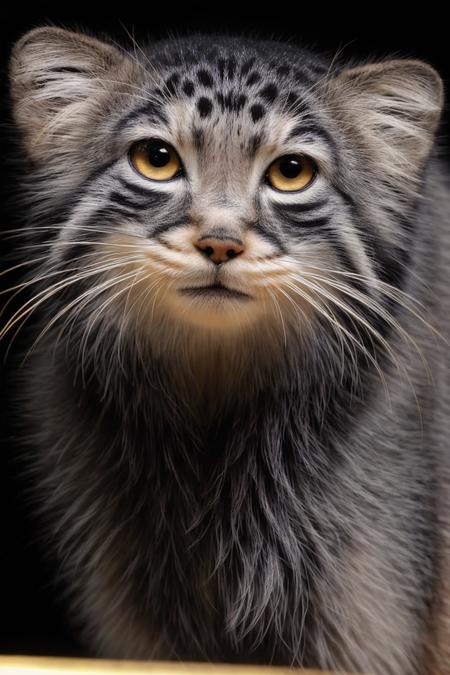 a close up of a tusuncat with a blurry background, black background, simple background, signature, face, solo, (cute and lovely:1.4), Beautiful and realistic eye details, perfect anatomy, (Nonsense:1.4), (pure background:1.4), Centered-Shot, realistic photo, photograph, 4k, hyper detailed, DSLR, 24 Megapixels, 8mm Lens, Full Frame, film grain, Global Illumination, (studio Lighting:1.4), Award Winning Photography, diffuse reflection, ray tracing,
 <lora:Tusuncat:0.6>