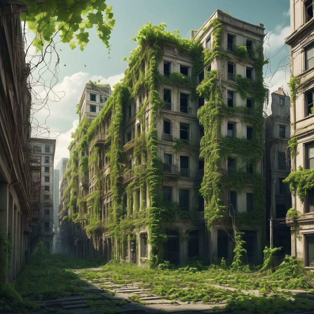 a-cityscape-showing-nature-reclaiming-a-deserted-city-with-vines-and-trees-growing-out-of-buildings-174865158.png