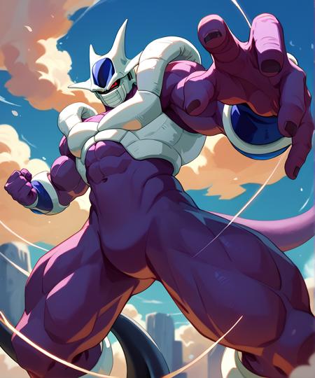 Cooler dragonball z muscular muscles male focus purple skin colored skin red eyes no humans tail face mask