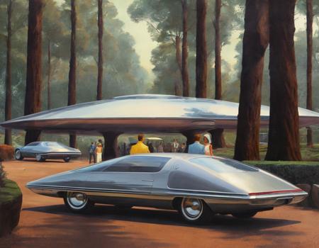 <lora:syme:0.6>syme, retrofuturistic car, people, outside, trees,