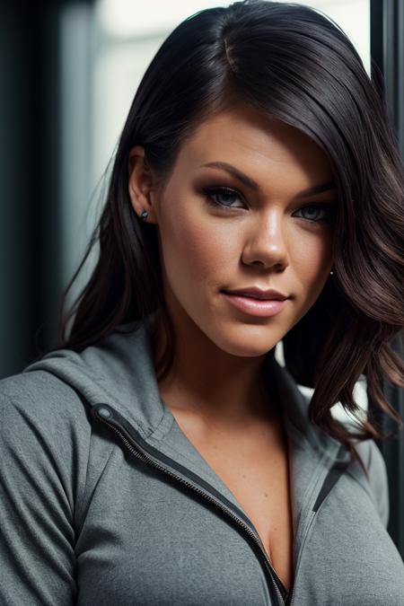photo of beautiful (jg_p3ta:0.99), a woman in a (gym:1.1), perfect hair, wearing (jumpsuit:1.2), modelshoot style, (extremely detailed CG unity 8k wallpaper), professional majestic (photography by  edward weston:1.1), (Canon AE-1 Camera), 24mm, exposure blend, hdr, faded, extremely intricate, High Detail, Sharp focus, dramatic, soft cinematic light, (looking at viewer), (detailed pupils), cute smile, 24mm, 4k textures, soft cinematic light, adobe lightroom, photolab, elegant, ((((cinematic look)))), soothing tones, insane details, hyperdetailed, low contrast
