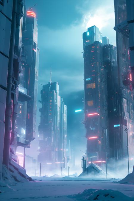 <lora:unfz3n:1> cyberpunk city in the style of unfz3n at night