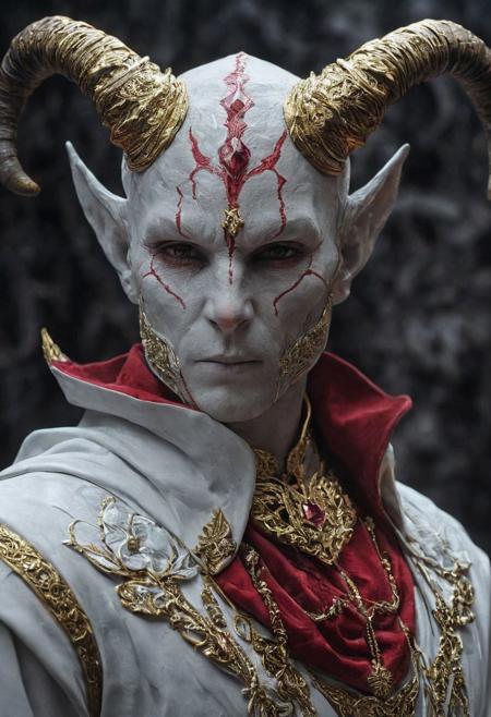 tiefling male infernal aristocrat, white porcelain skin, wearing tight elegant hooded dress adorned with gold and ruby, in the style of unreal engine 5. Apocalypsecore backround.
Wide range of colors., Dramatic,Dynamic,Cinematic,Sharp details
Insane quality. Insane resolution. Insane details. Masterpiece. 32k resolution.
<lora:add-detail-xl:0.95> <lora:dvr-lnds-sdxl:0.3> dvr-lnds-sdxl <lora:MJ52:0.25> <lora:ral-apoctvisn-sdxl:0.3> ral-apoctvisn <lora:zavy-cntrst-sdxl:0.35> dark, chiaroscuro, low-key <lora:zavy-rmlght-sdxl:0.41> zavy-rmlght <lora:SDXLFaeTastic2400:0.225>