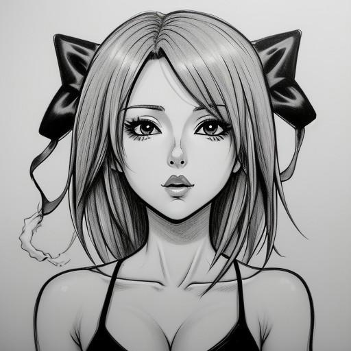 ink. Pencil black and white
Beautiful girl redhead anime style. Anime style. Smoking. Mature content. Black, white, red, orange colors. Shapes and dynamic in background Outlines -- --