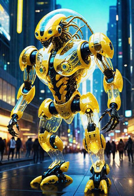Young [ <'EM_1'> | <'EM_2'> | <'EM_3'> : 0.5] full yellow transparent Gigant Robot creature  in a gelatine in futuristic nigth city  , ultradetailed 
<cdt:d1=2;d2=2;hrs=1;hd1=2;hd2=2;st1=0;st2=1>