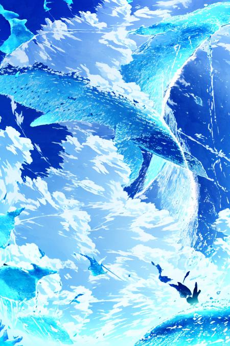 blue dream, scenery, sky, cloud, whale, blue sky