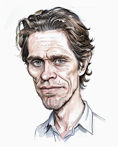 <lora:Caricatrix:.45>  watercolour ink drawing caricature  caricatrix portrait of willem dafoe <lora:Willem_Dafoev1:.85>