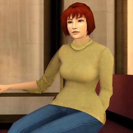 woman, sitting down, daytime, window, dreamcast style <lora:RetroJoyDreamcast:1>