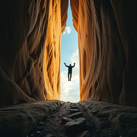 a person falling infinitely between two portals