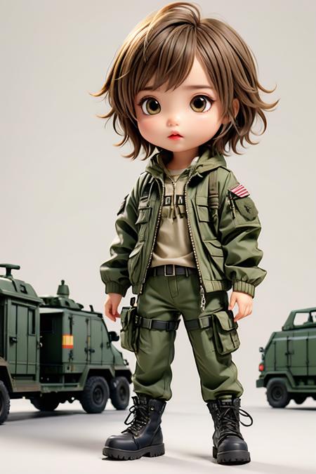 1girl,solo,chibi,(Utility_jacket:1.4),(Cargo_pants:1.3),(Combat_boots:1.2),(Army_barracks_background:1.4),datou,<lora:datou-000005:0.8>,