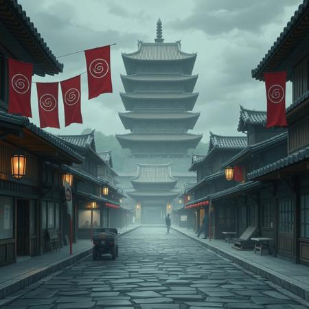 A liminal space in Konoha, the Hidden Leaf Village, exactly as seen in Naruto. The familiar wooden buildings with curved, tiled rooftops line the stone-paved streets. Red banners with the village symbol sway gently in the breeze. The massive Hokage Monument stands in the background, overlooking the quiet village.
The streets are completely empty—no villagers, no ninja, no movement. The ramen shop, the market stalls, and the training grounds remain untouched, as if frozen in time. Lanterns cast a warm glow, but there is no sound, no footsteps, only an eerie stillness. The village feels familiar yet strangely distant, as if Konoha exists in a dream, suspended between past and present.
