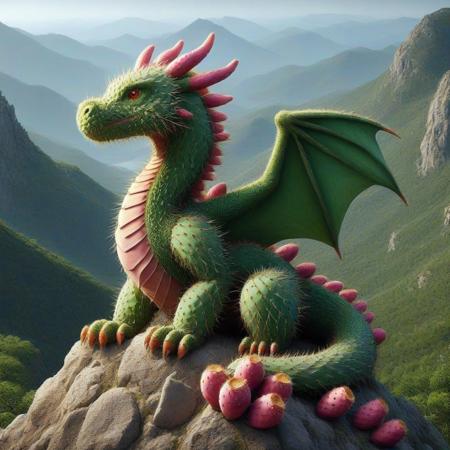 dragon in a mountain  <lora:Prickly Pear Style v1:1>, Prickly Pear Style,