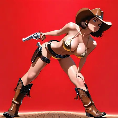 D012 Gold Cowgirl With Gun
