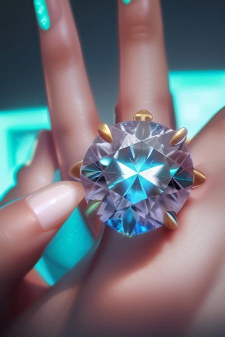 gorgeous neon diamond, close up,