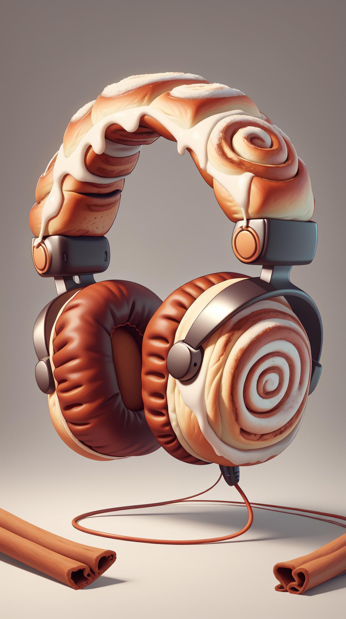 A 3D model of a headphone with a donut design.