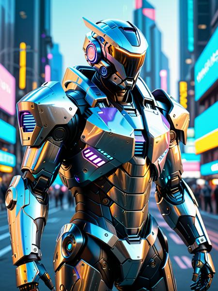 a male mecha warrior,shiny armor,cyberpunk-style city,backgound is streamlined future buildings,extremely detailed futuristic aliens,Sci-fi Air Earth,fantastic future,future style \(module\),<lora:AstralMecha:0.8>,depth of Field,Dust particles,soft light,
(8k,RAW photo,best quality, masterpiece:1.2),physically-based rendering,tyndall effect,surface reflection,metallic luster,glowing,armor,scientific discoveries,pastel colors,scifi,streamlined,