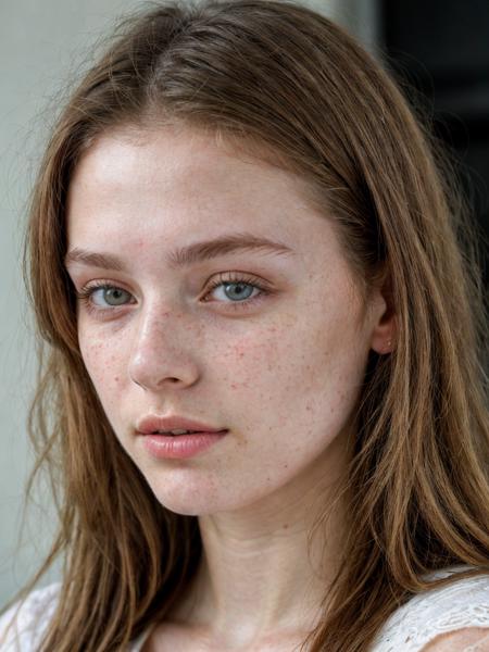 close-up portrait of a pretty pale 20 year old French brunette model named Amelie with hazel eyes, no makeup, natural, freckles, whispering, beauty spots, submissive expression, hard shadows, soft lighting, sharp focus, skin details
