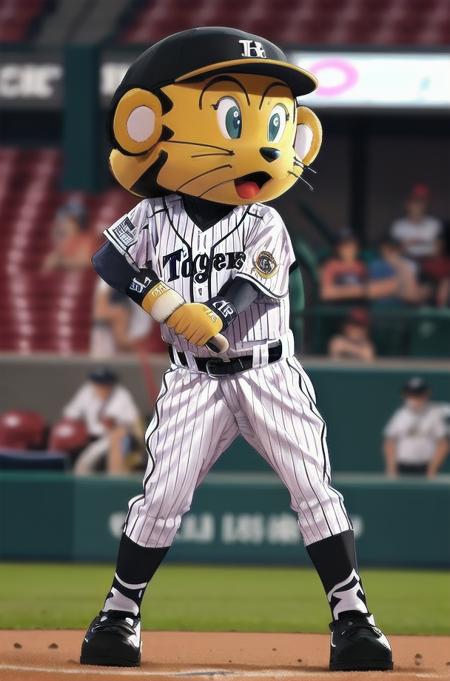 masterpiece, best quality, ultra-detailed, illustration,
tolucky, mascot, sportswear, baseball uniform, baseball bat, gloves, helmet, baseball cap, baseball, open mouth, blurry background, full body, clothes writing, stadium, striped, belt,
 <lora:tolucky_V2_1.0_MID2_ResizeDIM8:1>