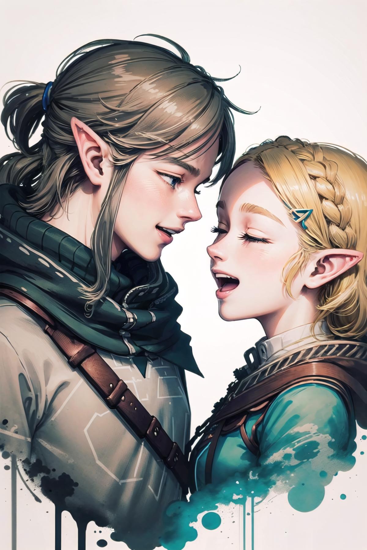 link x zelda in 1 pic 林克 x 塞尔达 双人同图 image by wrench1815