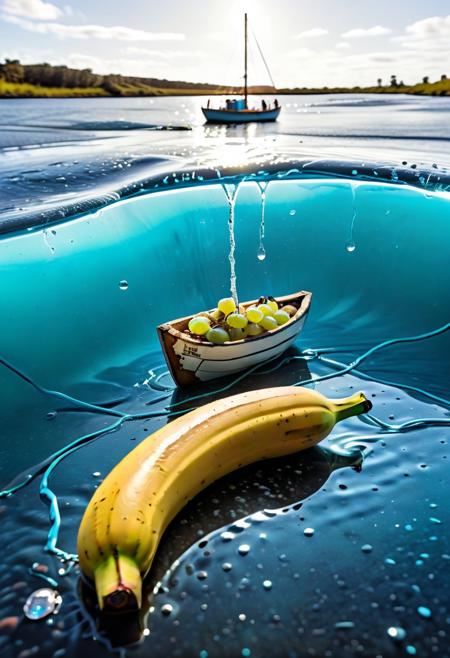 A lone banana, slightly speckled with brown, sits on a kitchen counter dreaming of adventure. One day, a breeze from the open window nudges it off the edge and into a makeshift “boat” made of a cereal box. Carried by a stream of spilled orange juice, the banana sets sail on a sticky river, encountering sugar cube icebergs and a crew of rebellious grapes along the way.
