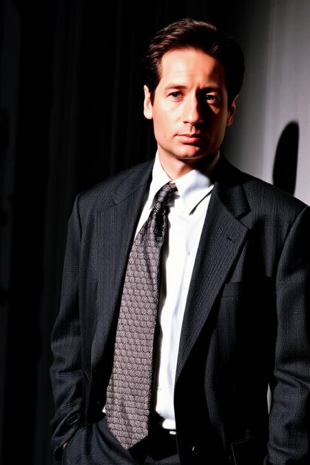 The truth is out there. Abstract art, Exquisite detail, high resolution photo, realistic photo, intricate detail, elegant suit, formal, ((foxmulder)), dramtic lighting, cinematic