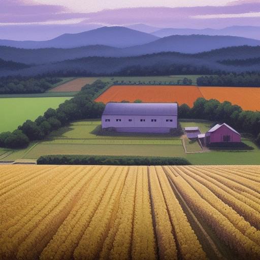 A farm.
Ink. 
orange and purple and white- epic