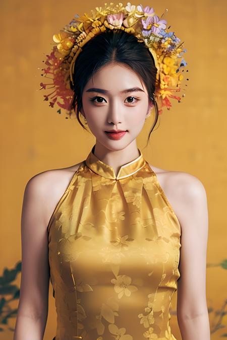 1 girl, smile, xunpu, chinese clothes, yellow dress, flower print, hair flower|blue, lake, floral , ((floral background))<lora:Xunpu_V6:0.8>
8k,,sexy,(realistic:1.1), (photorealistic:1.1), (masterpiece:1.1), (best quality:1.1), RAW photo, highres, ultra detailed, High detail RAW color phot