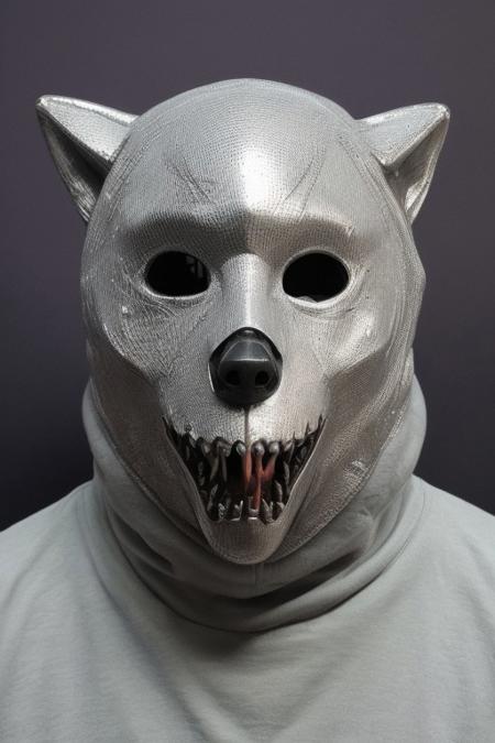 Photograph of a heist mask shaped like a wolf with horror design, metallic green and fluid silver like mercury, minimalistic blurry horror background, horror light 
 <lora:aidmaGlitchStyle-v0.1:0.75> glitch, flickering, digital, glitching
 <lora:SDXLFaeTastic2400:0.35>
 <lora:aidma-Image Upgrader-v0.1:0.4>