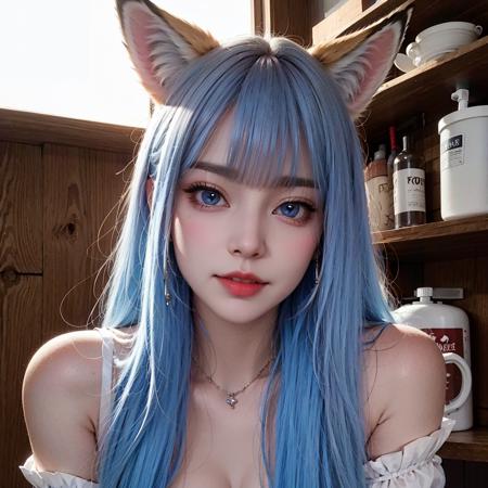 face lighting,bright backlight,medium breasts,super high resolution,best quality,Photos,4k,(Realistic:1.2),1girl,fox ears,<lora:girl_hunuan_05:0.8>,