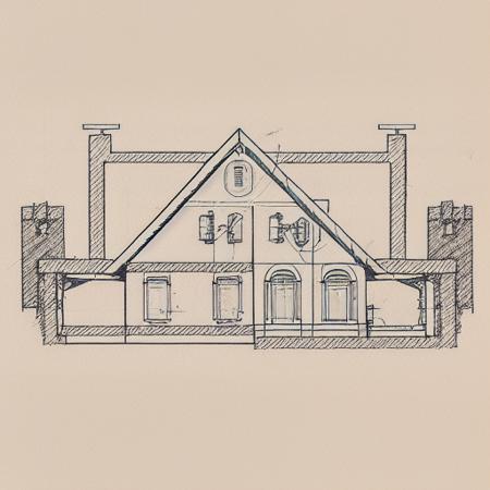 a drawing of house <lora:T3chDr4w_v1:0.6>