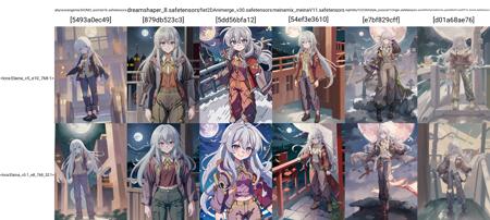 1girl, solo, grey hair, long hair, blush, smile, bangs, blue eyes, yellow ribbon, hair between eyes, closed mouth, (red jacket:1.2), (trousers:1.5), full body, standing, anime coloring, looking at viewer, night, full moon, <lora:Elaina_v5_e10_768:1>