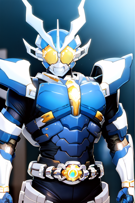 surging, blue armor, helmet, tokusatsu, belt