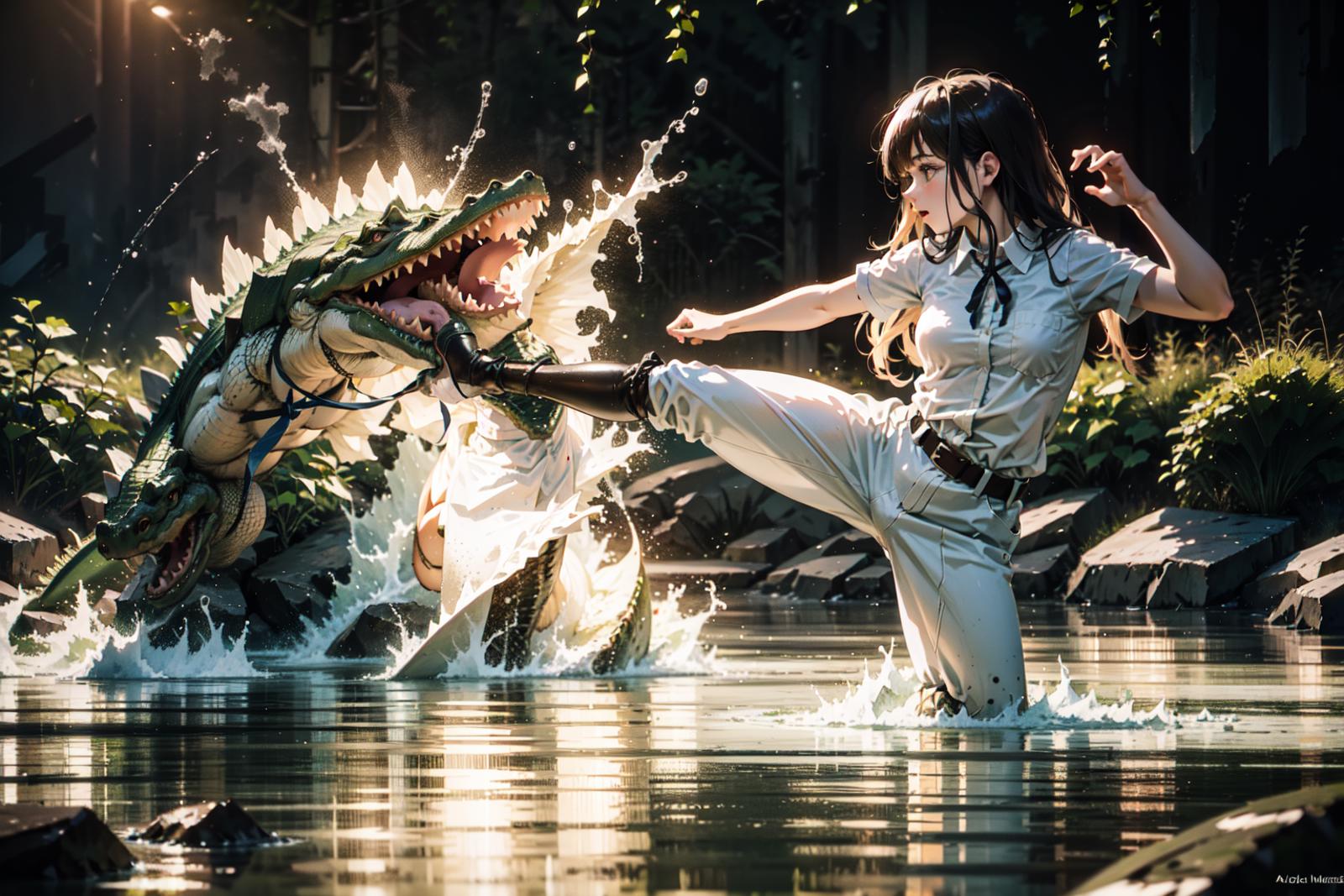 Kicking Alligator Meme | Concept / Pose LoRA image by Junbegun