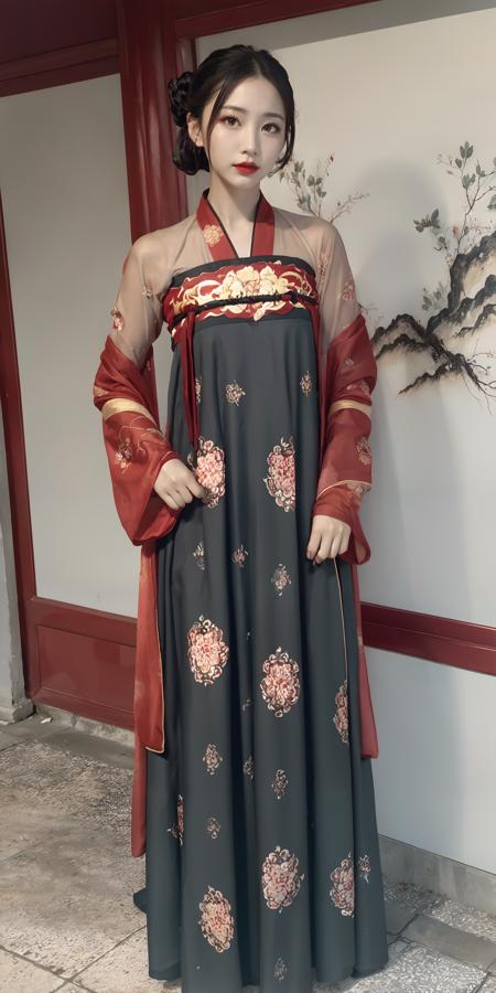 <lora:tang_hanfu:0.55>,(hanfu),(chinese clothes),((floral print)),((red magnificent print long sleeves)),((red print see-through dress)),1 girl,full body,(short hair),(realistic:1.7),((best quality)),absurdres,(ultra high res),(photorealistic:1.6),photorealistic,octane render,(hyperrealistic:1.2), (photorealistic face:1.2), (8k), (4k), (Masterpiece),(realistic skin texture), (illustration, cinematic lighting,wallpaper),( beautiful eyes:1.2),((((perfect face)))),(cute),(standing),(black hair),black eyes,red lips, outdoors,(chinese style countryard)， <lora:JapaneseDollLikeness_v15:0.2>, <lora:koreanDollLikeness_v20:0.2> ,<lora:ChineseDollLikenessV3.0:0.2>