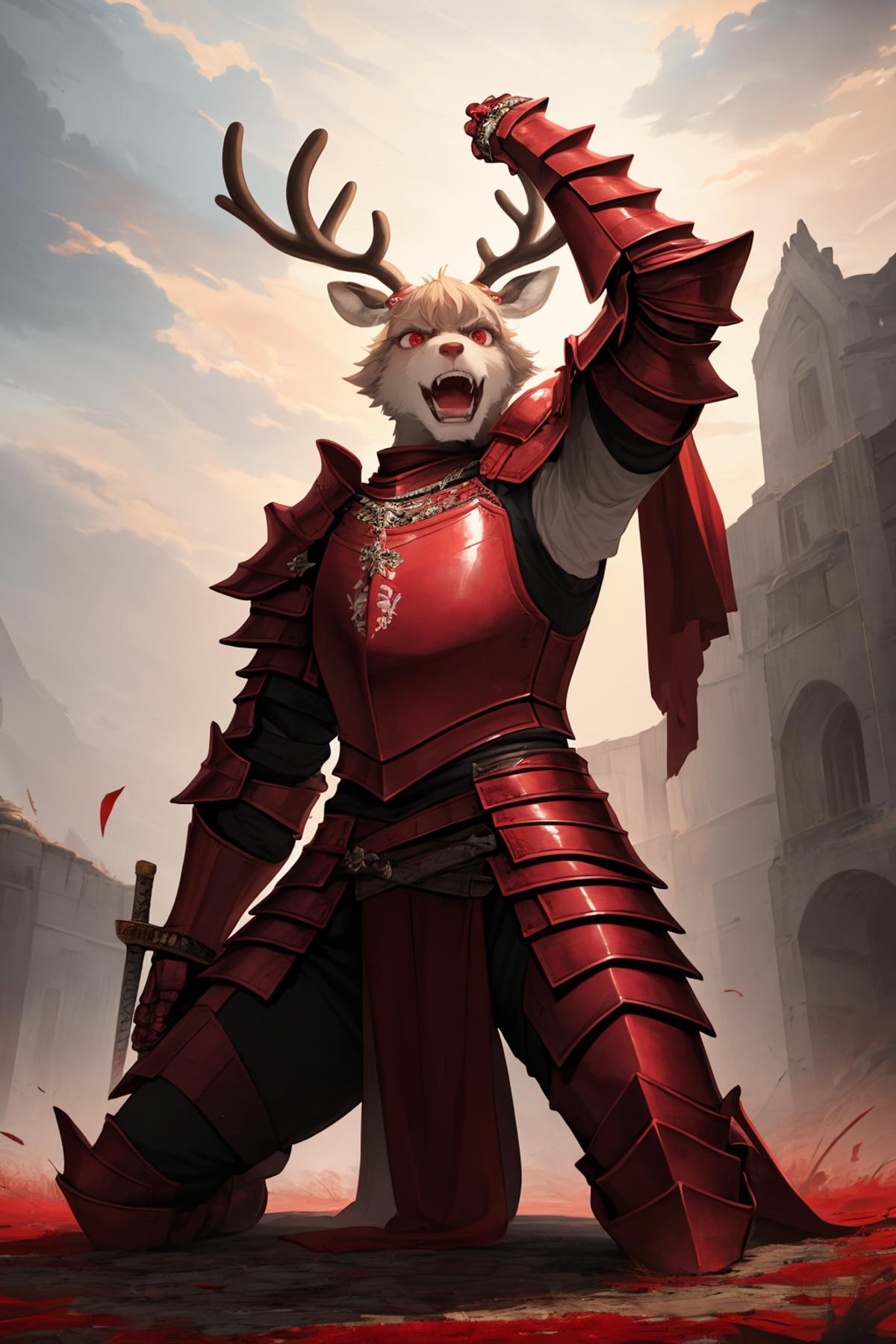 Red Reindeer Knight (OC) LoRA image by richyrich515