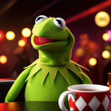 Kermit1024,a muppet frog, drink tea in a stripclub, neon lights , highly detailed, photography, ultra sharp, film, bokeh, professional, 4k  <lora:add-detail-xl:1.5>   <lora:Kermit1024:0.8>