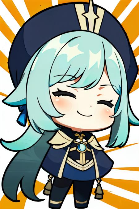 genshin chibi emote, 1girl , chibi,solo, smug face<lora:genshin_chibi_emote:0.8>