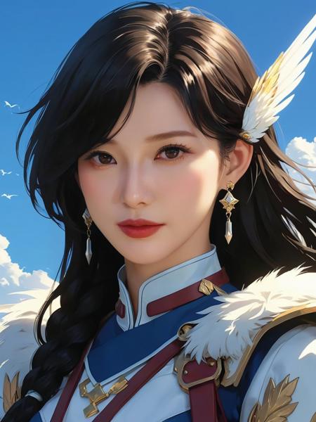 Masterpiece, High Details, HD, 8K, Photorealistic, perfect, ,realistic, Skin Textures, High Resolution, stunning beautiful,mafanshu woman,jewelry,earrings, as a battle angel dangerous, in A land where nothing makes sense and everything is out of place trending on pixiv fanbox, acrylic palette knife and brush, style of makoto shinkai studio ghibli genshin impact jamie wyeth james gilleard greg rutkowski<lora:mafanshu_ej_JuggXL_1-000020:0.6>