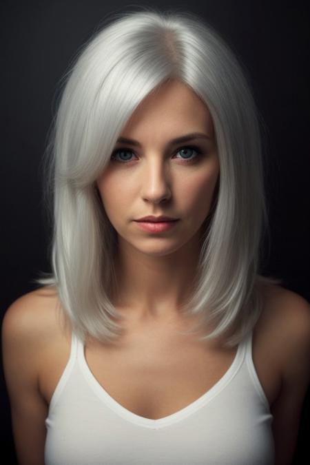score_9, score_8_up, score_7_up,score_6_up, score_5_up, looking at the viewer, 1women, upper body, dark background, white hair, long hair, in a dark room, spot light,