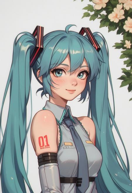 ((Score_9_up, Score_8_up, Score_7_up), (Masterpiece, Best quality, High Resolution, skindentation, Extremely Detailed, Semi realism)),
1girl, cute, solo, hatsune miku, vocaloid, portrait,