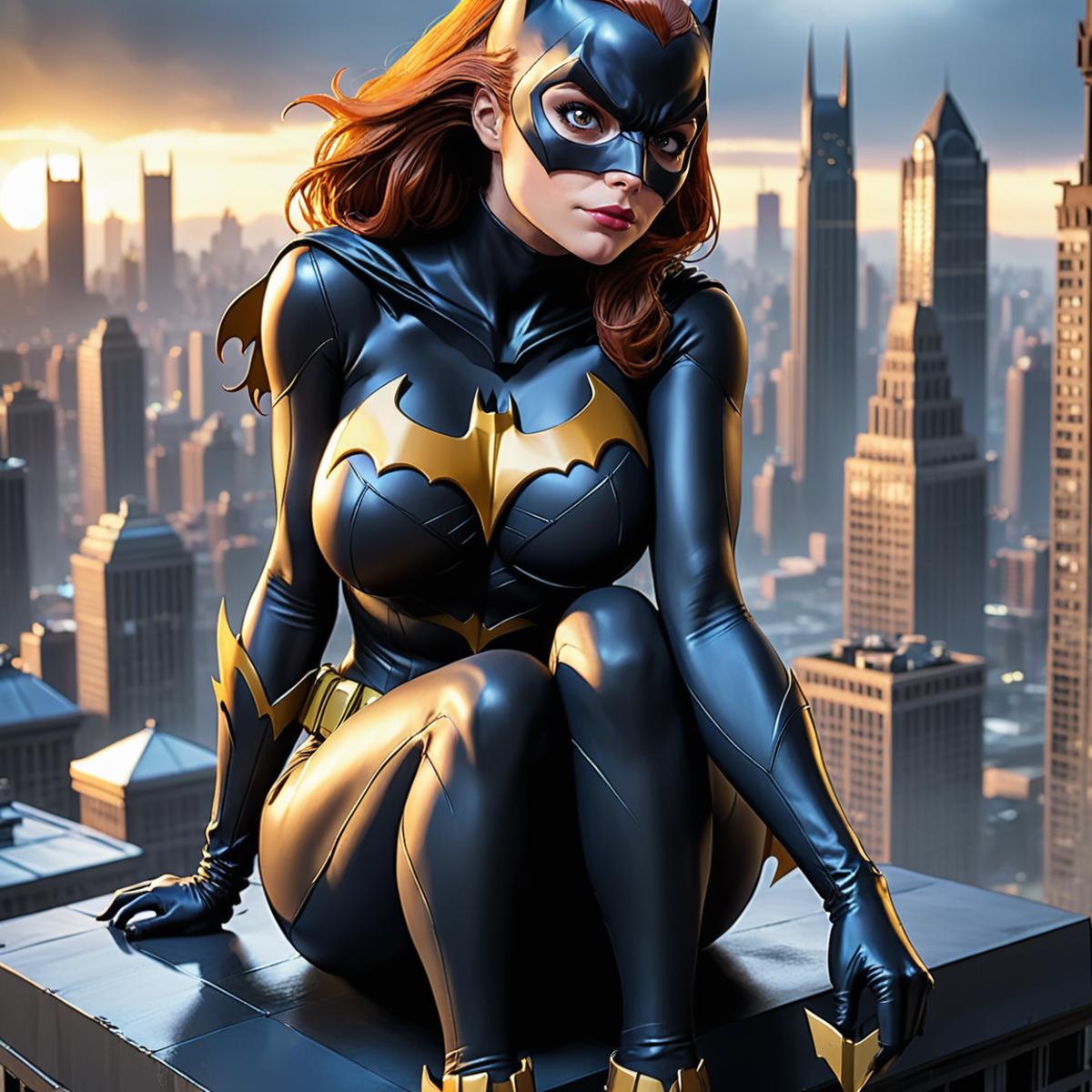 A Batwoman Poster with a Cityscape Background
