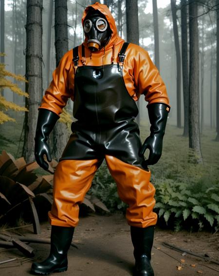 gp5 man gas mask rubber overalls rainsuit tracksuit