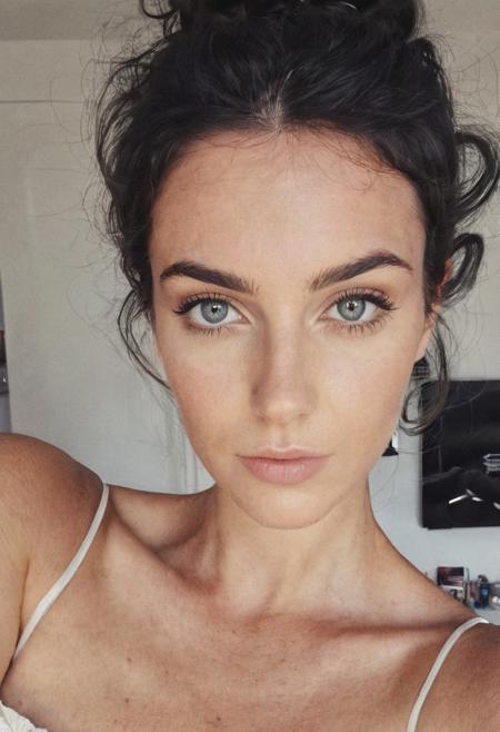 instagram photo, photo of a 25 y.o white French woman, black hair, perfect detailed eyes, natural smooth skin