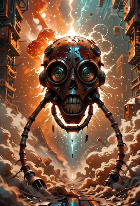dvr-rst, REMEMX, masterpiece, best quality, absurdres, very aesthetic,, asymmetric, abstract image of a fever dream, dynamic, rust texture, dust swirls, organic,  tension, bizarre, ecstatic:, paranormal, octane render, rust, color pallet, volumetric light,