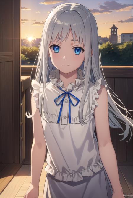 meikohonma, <lora:meiko honma s1-lora-nochekaiser:1>,
meiko honma, long hair, blue eyes, grey hair, smile,
BREAK dress, sleeveless, sleeveless dress,
BREAK outdoors, house, fields, grass, sky, sun, clouds,
BREAK looking at viewer, (cowboy shot:1.5),
BREAK <lyco:GoodHands-beta2:1>, (masterpiece:1.2), best quality, high resolution, unity 8k wallpaper, (illustration:0.8), (beautiful detailed eyes:1.6), extremely detailed face, perfect lighting, extremely detailed CG, (perfect hands, perfect anatomy),