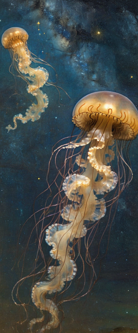 Jellyfish in the Milky Way by Gustav Klimt