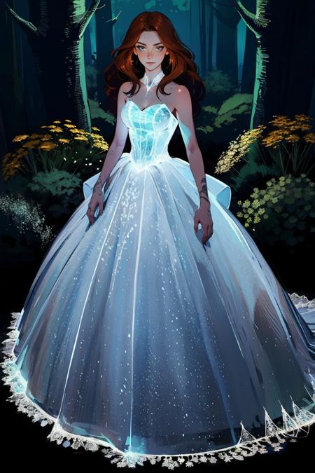 Gl0wW3dd, sparkle, glowing wedding dress,