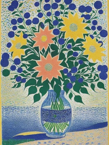 <lyco:PaulSignac:1.0> birthday and mother's day, card design, flower, Paul Signac